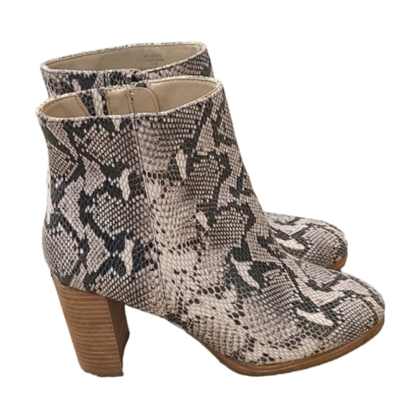 American Rag Shoes - American Rag Hayes Snake Skin Ankle Boots With Side Zipper and Block Heel